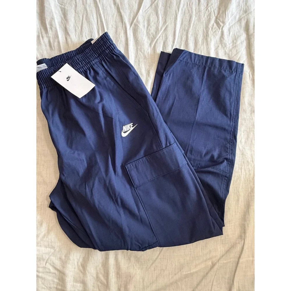 Nike Cargo Pants Mens Large Navy Blue Ripstop Loose Fit Straight Leg DX0613-410